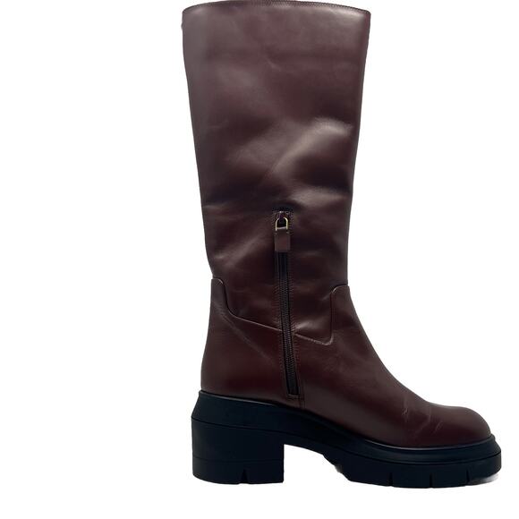 Stuart Weitzman Women's Nora Block Heel Boots 37 6.5 mahogany brown - Picture 5 of 9